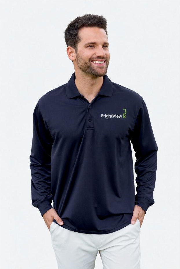 Men’s Vansport by Vantage Omega Long Sleeve Solid Mesh Tech Polo